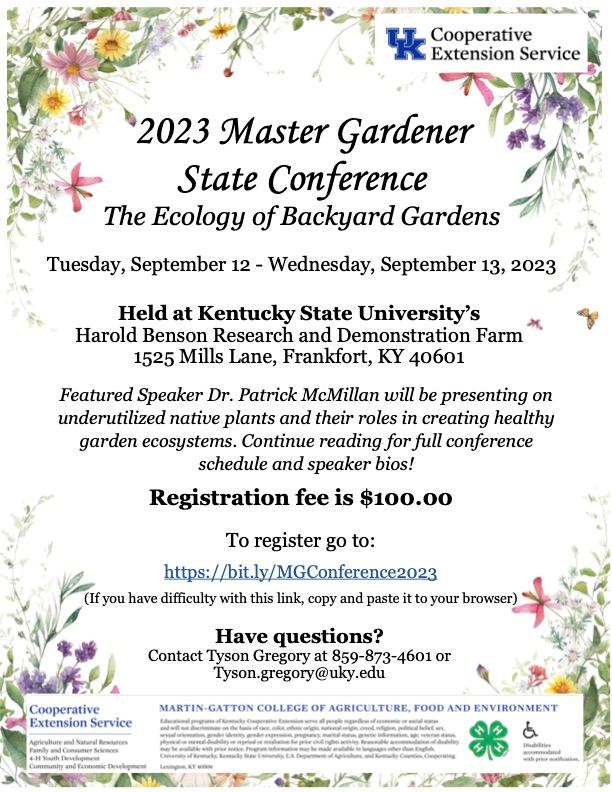 2023 Master Gardener State Conference | Franklin County Extension Office