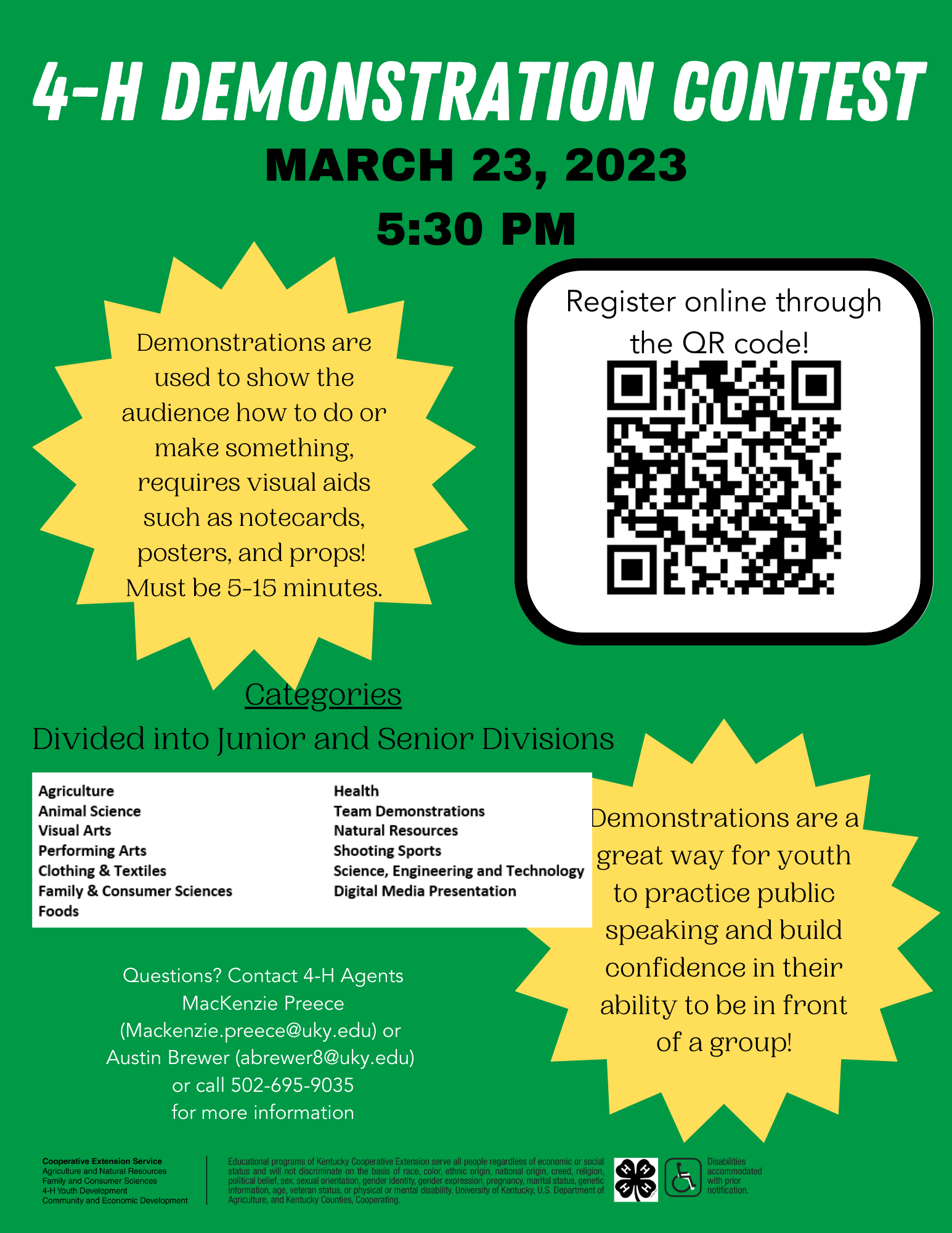 4-H Demonstration Contest Flyer