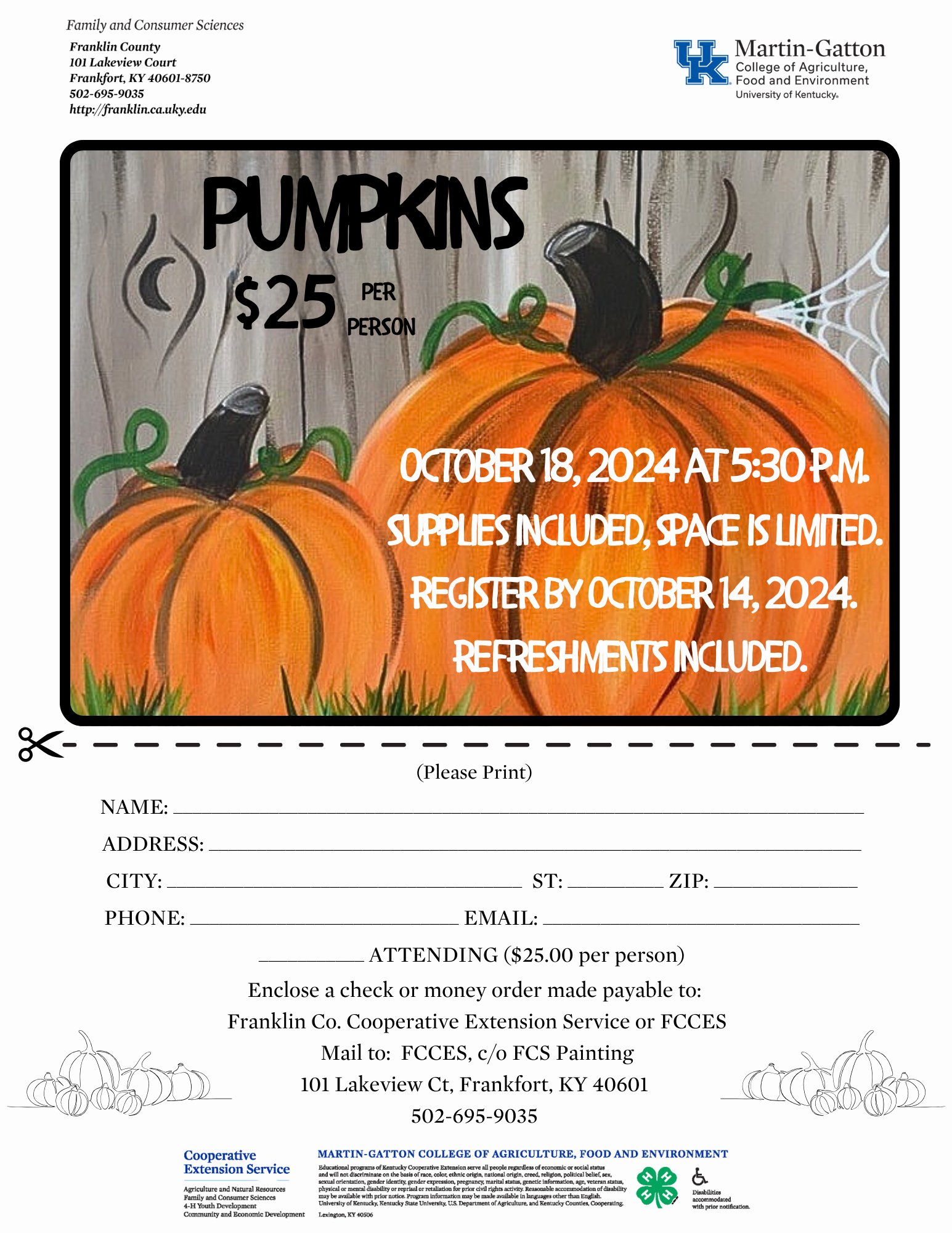 Pumpkin Painting Class flyer