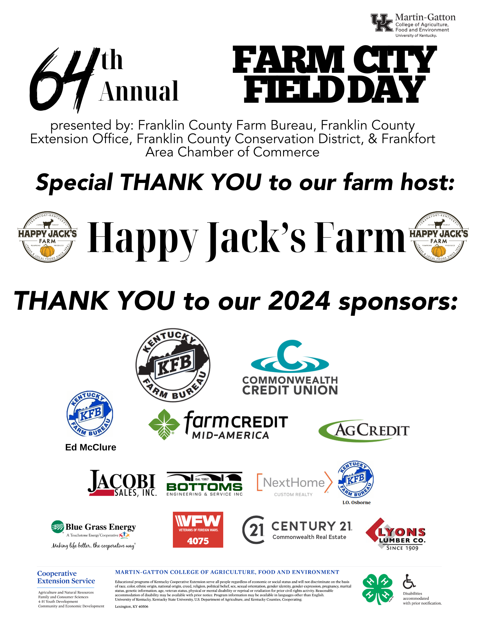 2024 Field Day Thank You Sponsors 